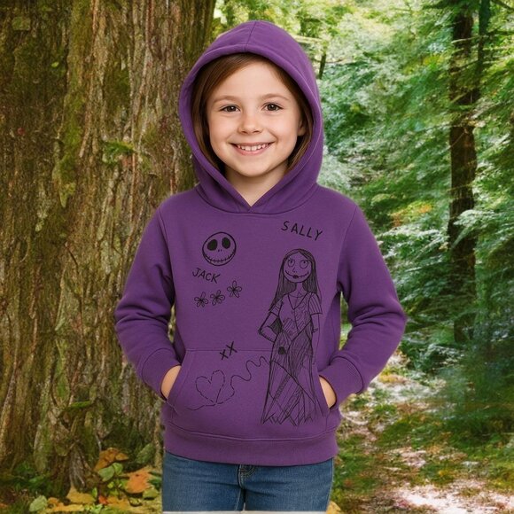 Disney Nightmare Before Christmas Embroidered Hoodie Jack & Sally Sweatshirt - Picture 1 of 10